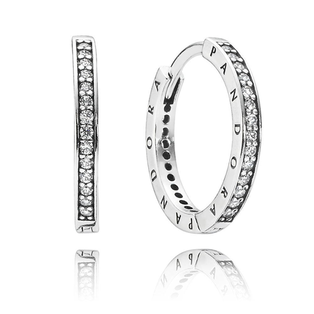 Pandora Signature with Clear CZ Hoop Earrings – Elegant Gift Jewelry Set