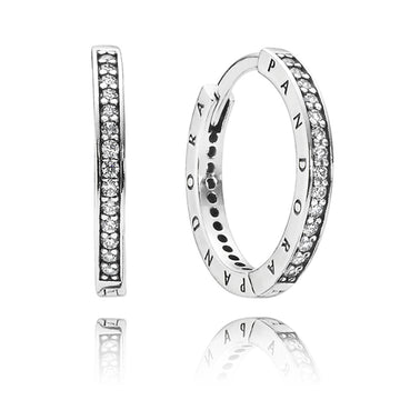 Pandora Signature with Clear CZ Hoop Earrings – Elegant Gift Jewelry Set