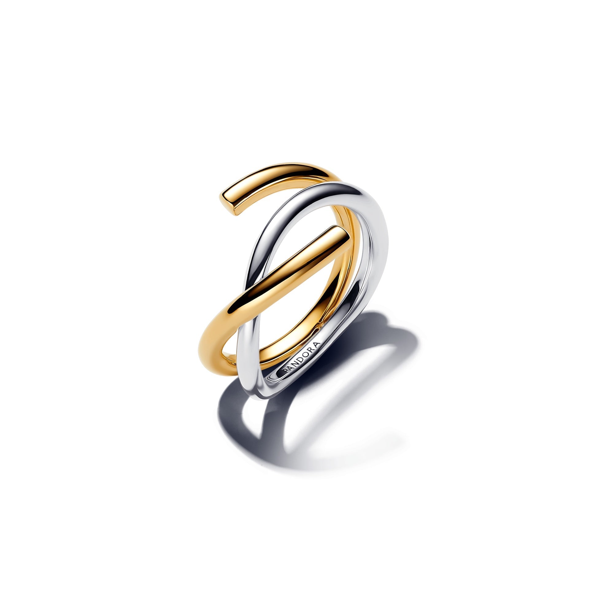 Pandora Organically Shaped Two-tone Double Ring – Elegant Gift Jewelry Set