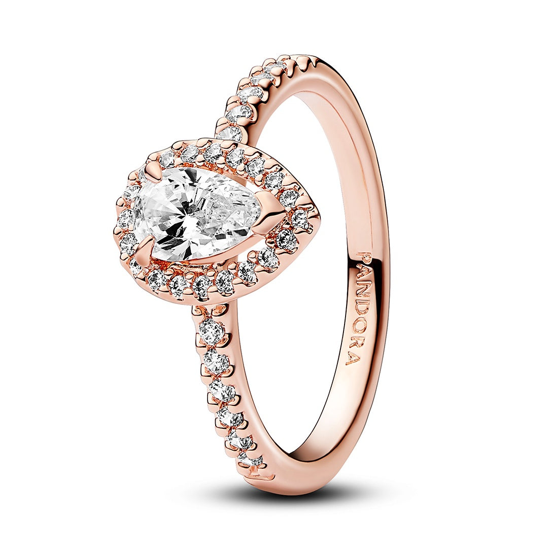 Sparkling Pear Halo Ring – Elegant Gift Jewelry Set