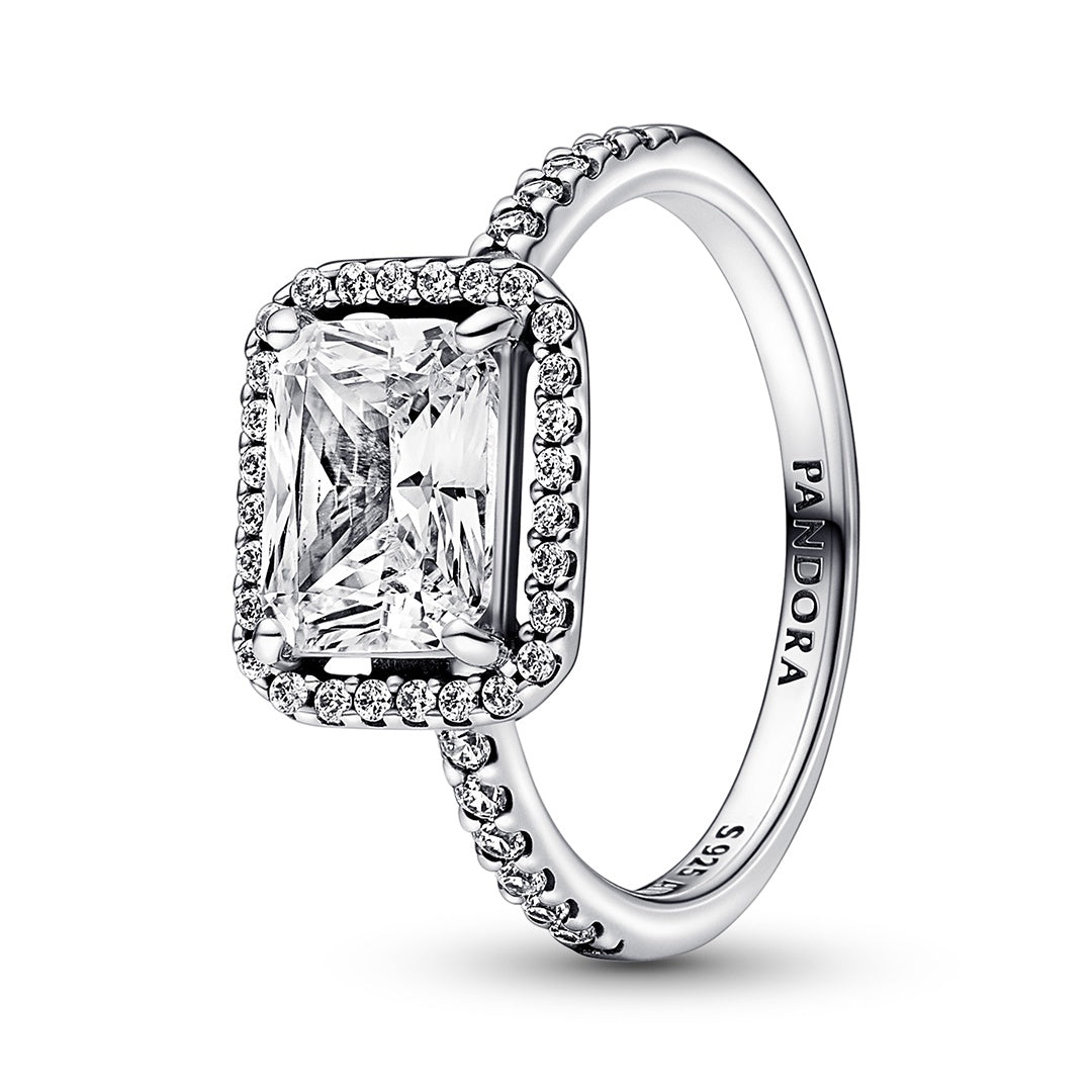 Pandora Rectangular Sparkling Halo Ring – Elegant Gift Jewelry Set