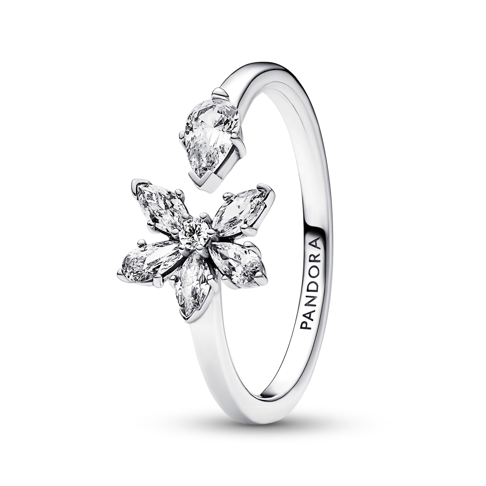 Sparkling Herbarium Cluster Open Ring – Elegant Gift Jewelry Set