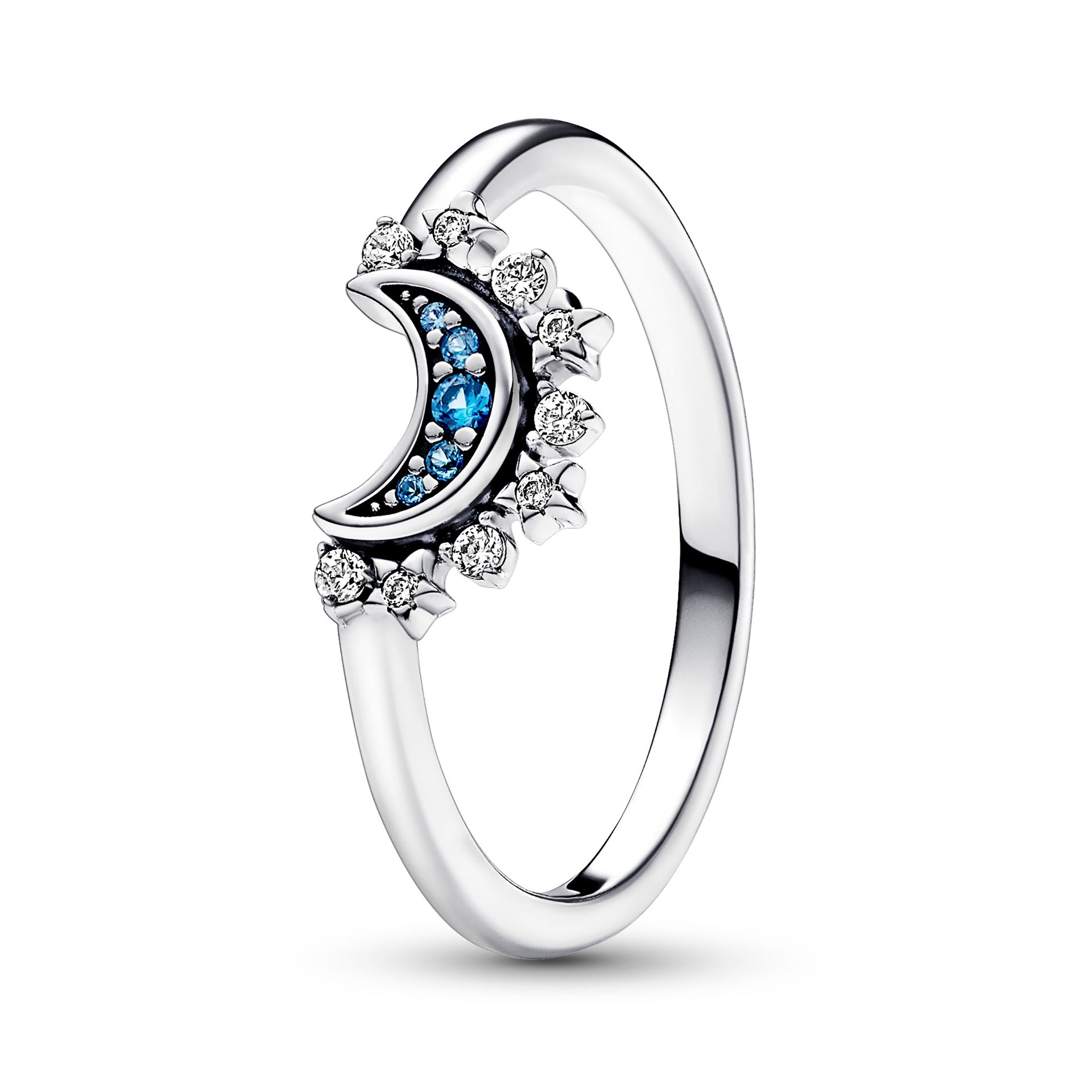 Celestial Blue Sparkling Moon Ring – Elegant Gift Jewelry Set