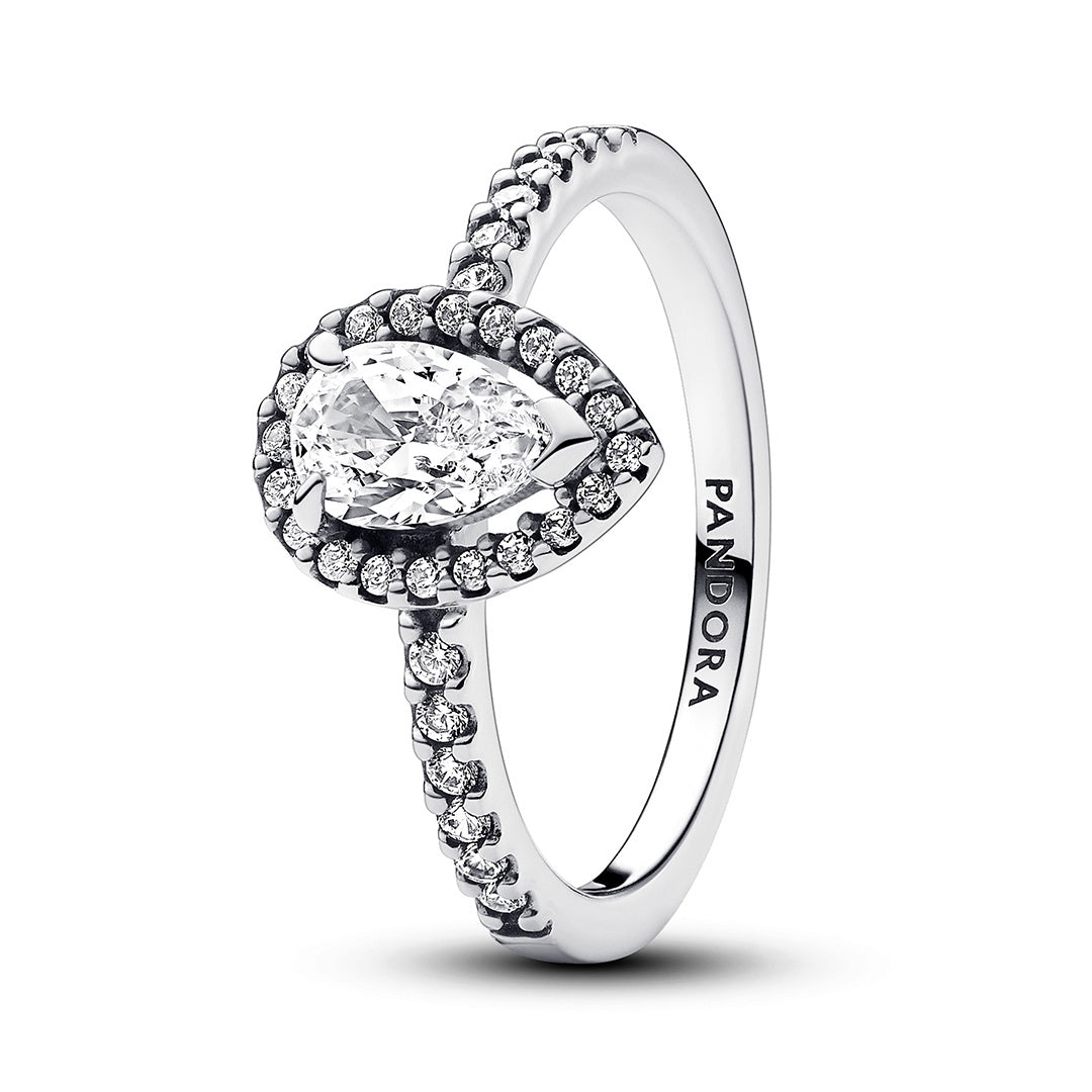 Sparkling Pear Halo Ring – Elegant Gift Jewelry Set