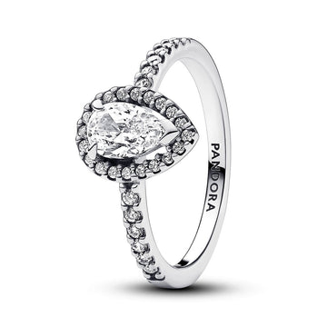 Sparkling Pear Halo Ring – Elegant Gift Jewelry Set