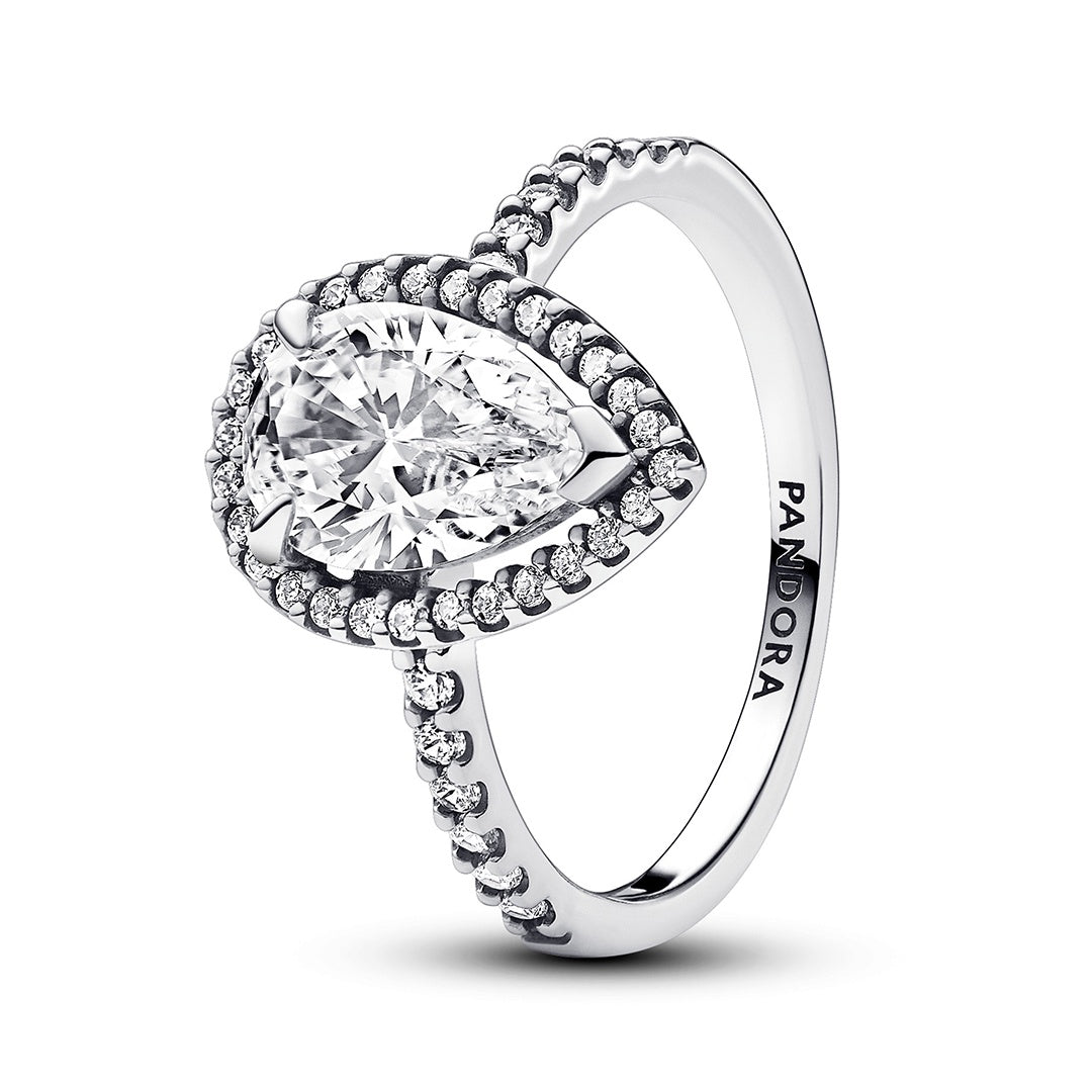 Pandora Sparkling Pear Halo Ring – Elegant Gift Jewelry Set