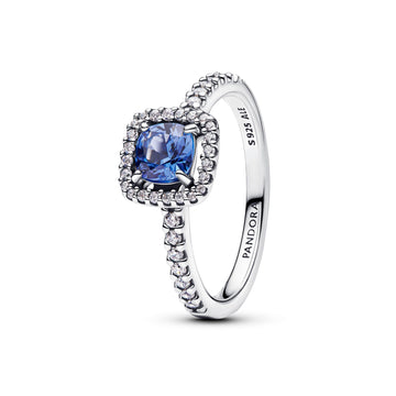 Pandora Sparkling Square Blue Halo Ring – Elegant Gift Jewelry Set