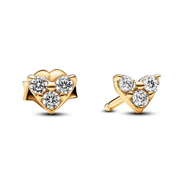 Triple Stone Heart Stud Earrings – Elegant Gift Jewelry Set