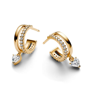 Pandora Dangling Heart Hoop Earrings – Elegant Gift Jewelry Set