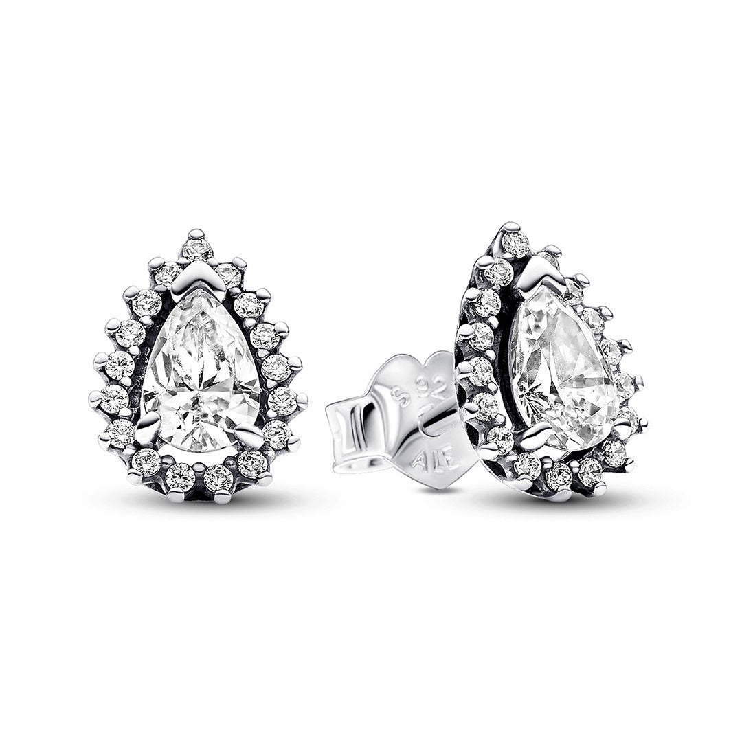 Sparkling Pear Halo Stud Earrings – Elegant Gift Jewelry Set
