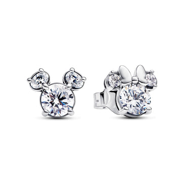 Pandora Disney Mickey Mouse & Minnie Mouse Sparkling Stud Earrings – Elegant Gift Jewelry Set