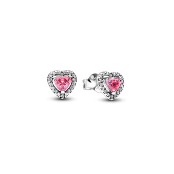 Pandora Elevated Pink Heart Stud Earrings – Elegant Gift Jewelry Set