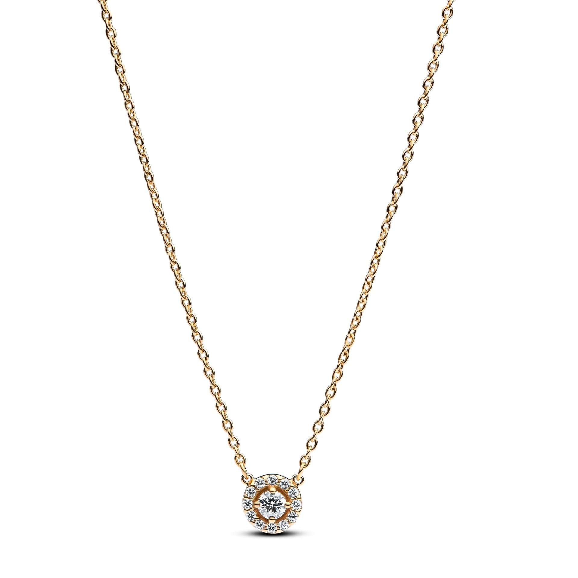 Pandora Round Pavé Halo Pendant Necklace – Elegant Gift Jewelry Set