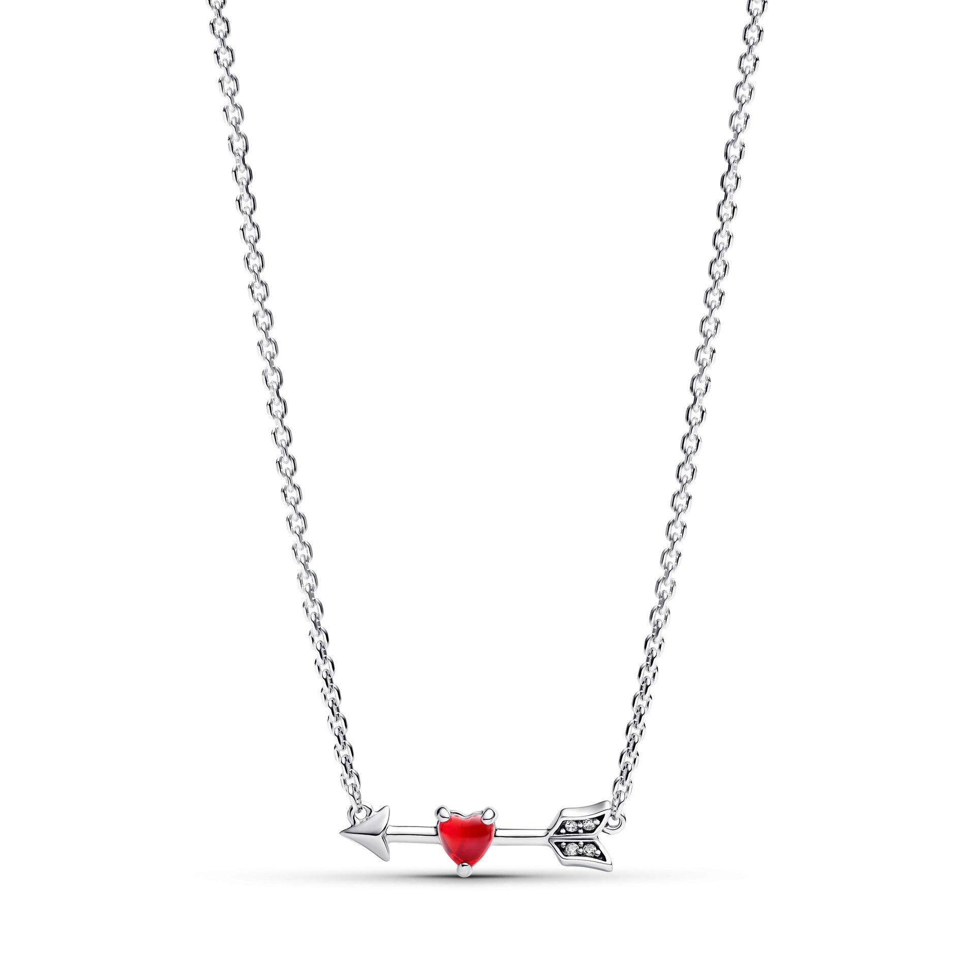 Pandora Arrow & Murano Glass Heart Necklace – Elegant Gift Jewelry Set
