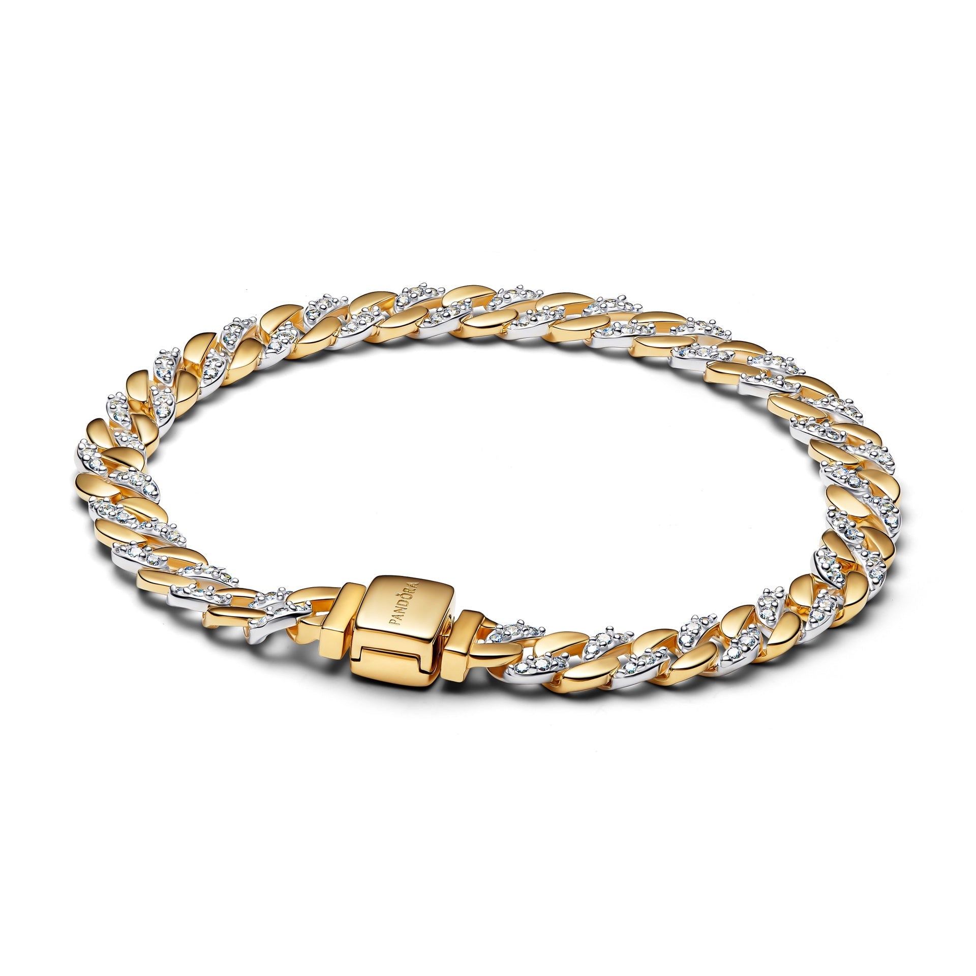 Pandora Two-tone Pavé Cuban Chain Bracelet – Elegant Gift Jewelry Set