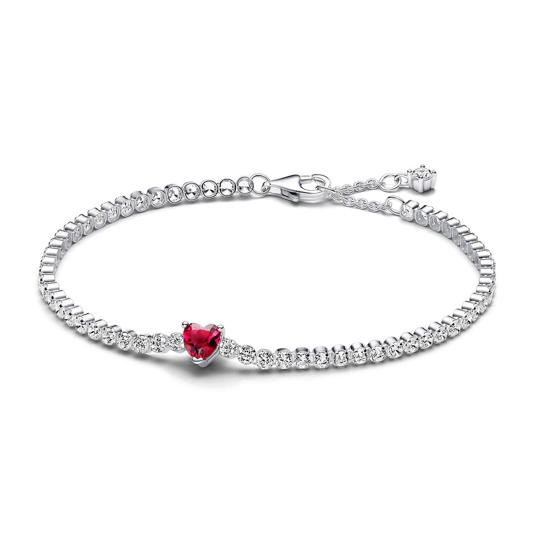 Red Sparkling Heart Tennis Bracelet – Elegant Gift Jewelry Set