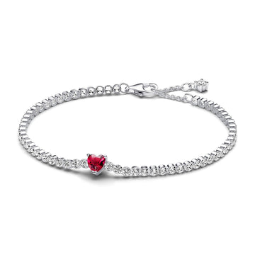 Red Sparkling Heart Tennis Bracelet – Elegant Gift Jewelry Set