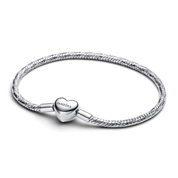 Pandora Heart Clasp Faceted Snake Chain Bracelet – Elegant Gift Jewelry Set