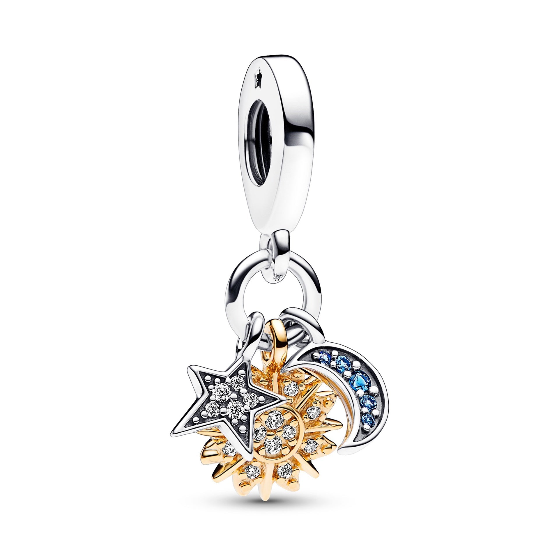 Two-tone Celestial Triple Dangle Charm – Elegant Gift Jewelry Set