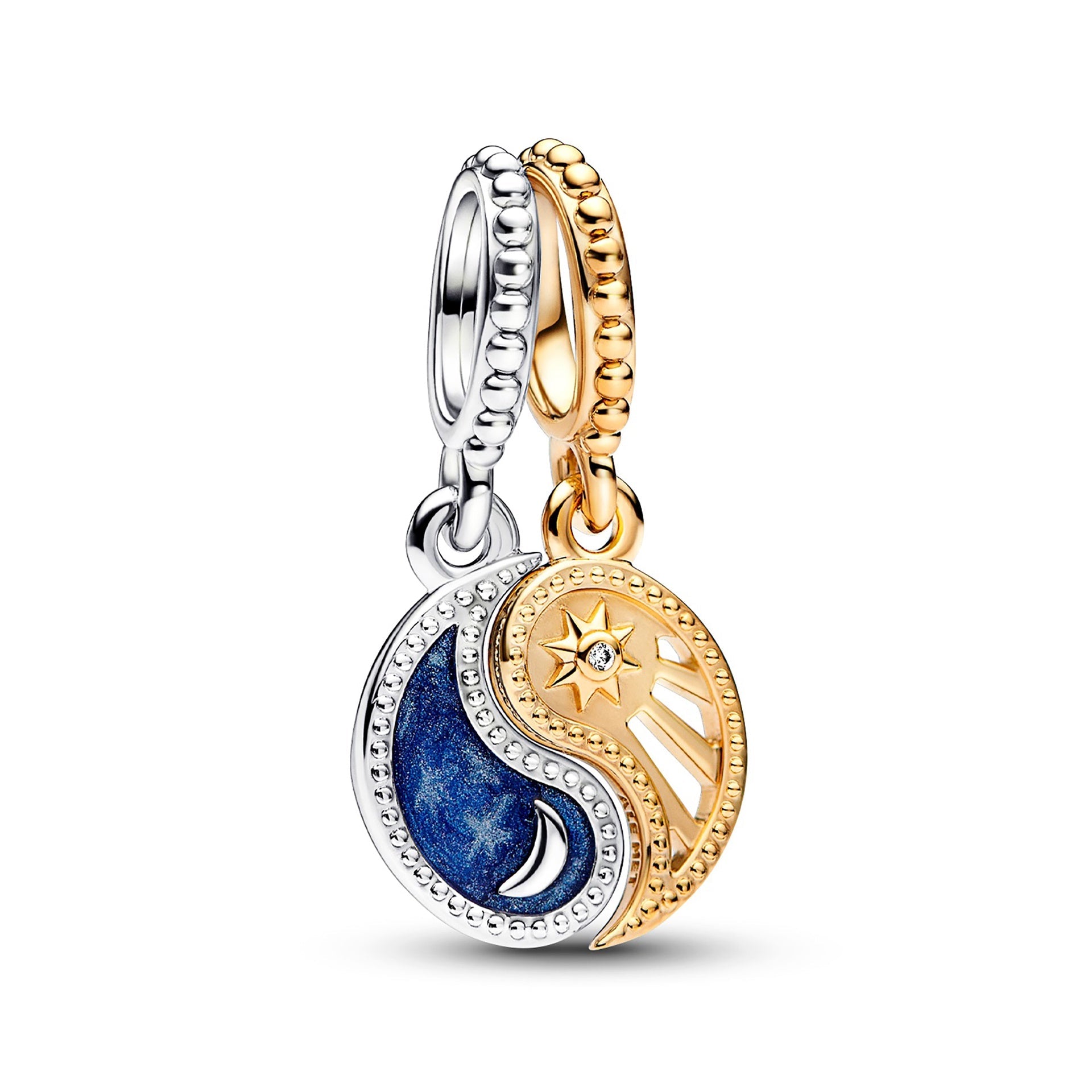 Two-tone Splittable Sun & Moon Dangle Charm – Elegant Gift Jewelry Set
