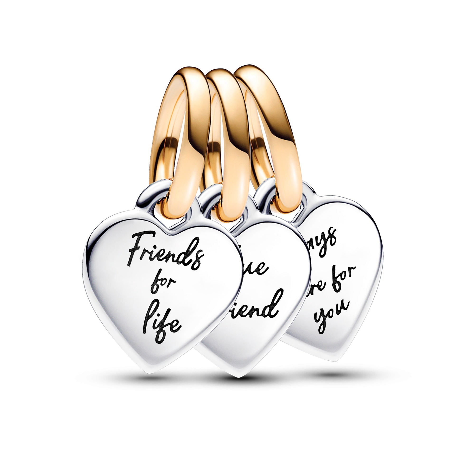 Two-tone Splittable Friendship Triple Dangle Charm – Elegant Gift Jewelry Set