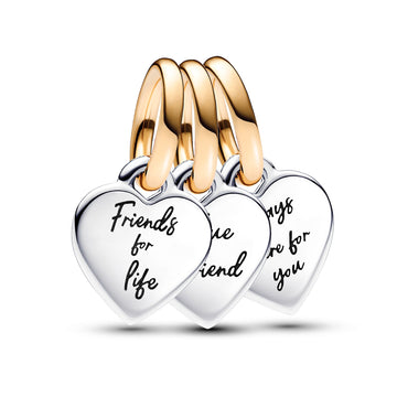 Two-tone Splittable Friendship Triple Dangle Charm – Elegant Gift Jewelry Set