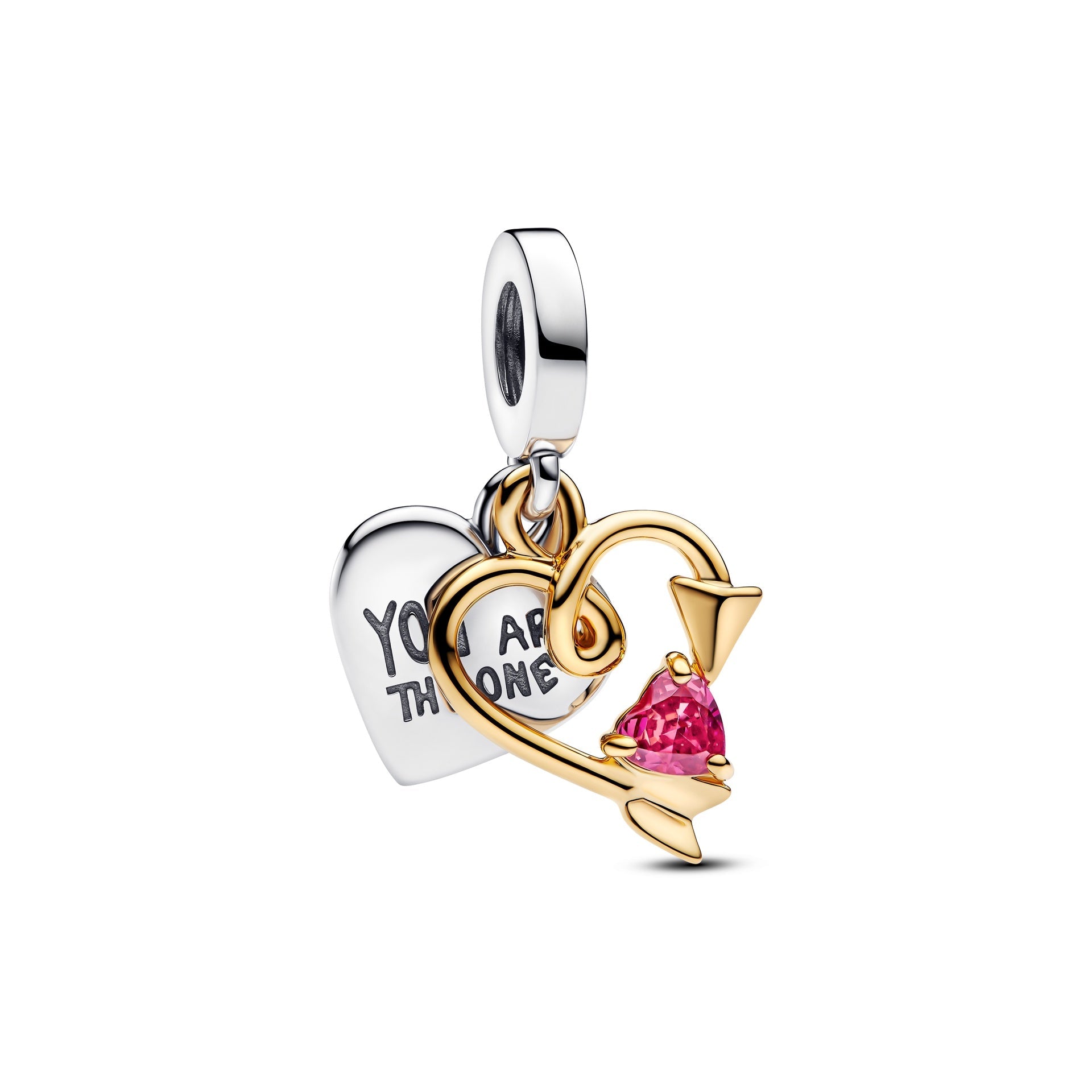 Pandora Engravable Heart & Arrow Double Dangle Charm – Elegant Gift Jewelry Set