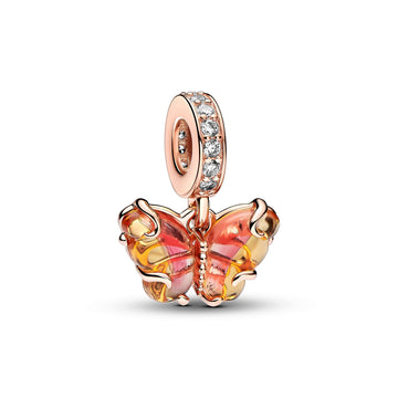 Pandora Pink & Yellow Murano Glass Butterfly Dangle Charm – Elegant Gift Jewelry Set