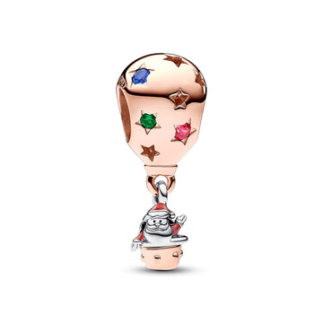 Two-tone Santa Claus in Hot Air Balloon Charm – Elegant Gift Jewelry Set