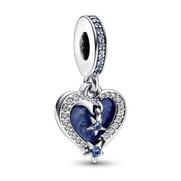 Pandora Celestial Shooting Star Heart Double Dangle Charm – Elegant Gift Jewelry Set