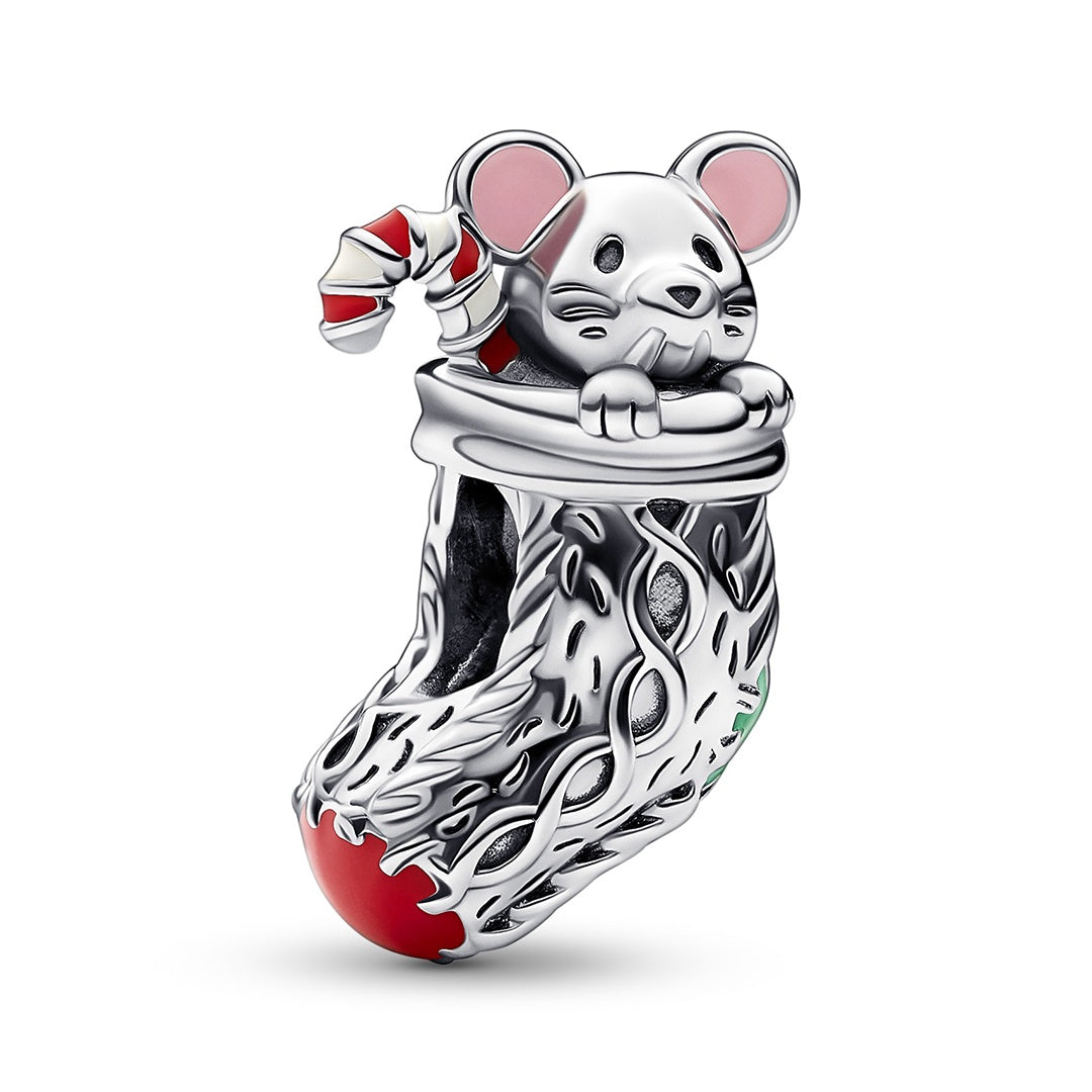 Pandora Festive Mouse & Stocking Charm – Elegant Gift Jewelry Set