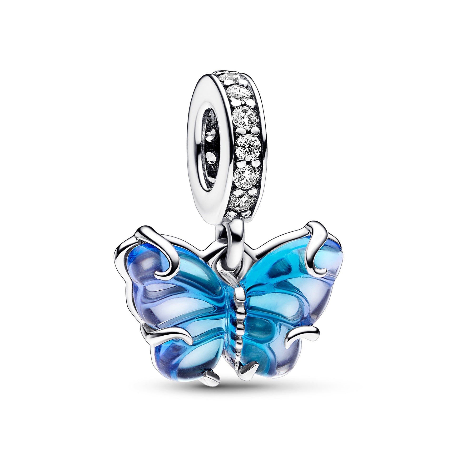 Blue Murano Glass Butterfly Dangle Charm – Elegant Gift Jewelry Set