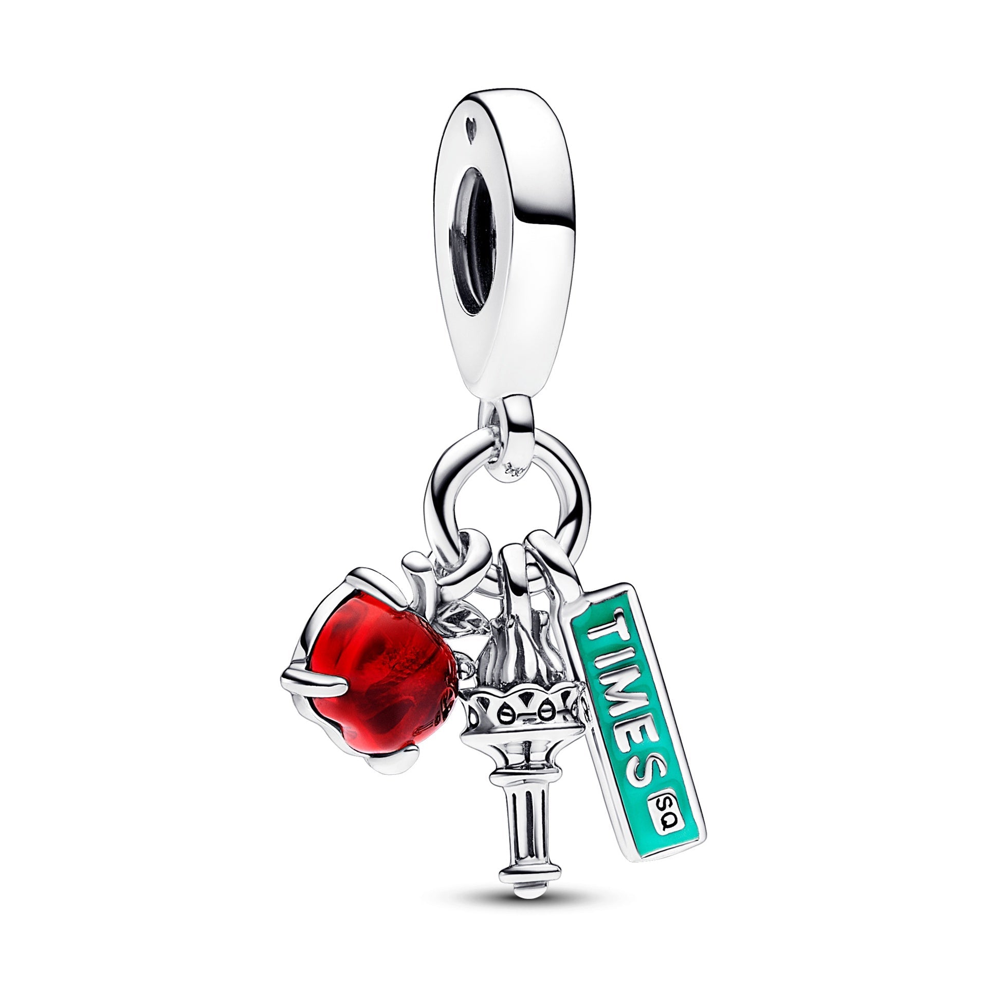 NYC Apple, Torch and Street Sign Triple Dangle Charm – Elegant Gift Jewelry Set