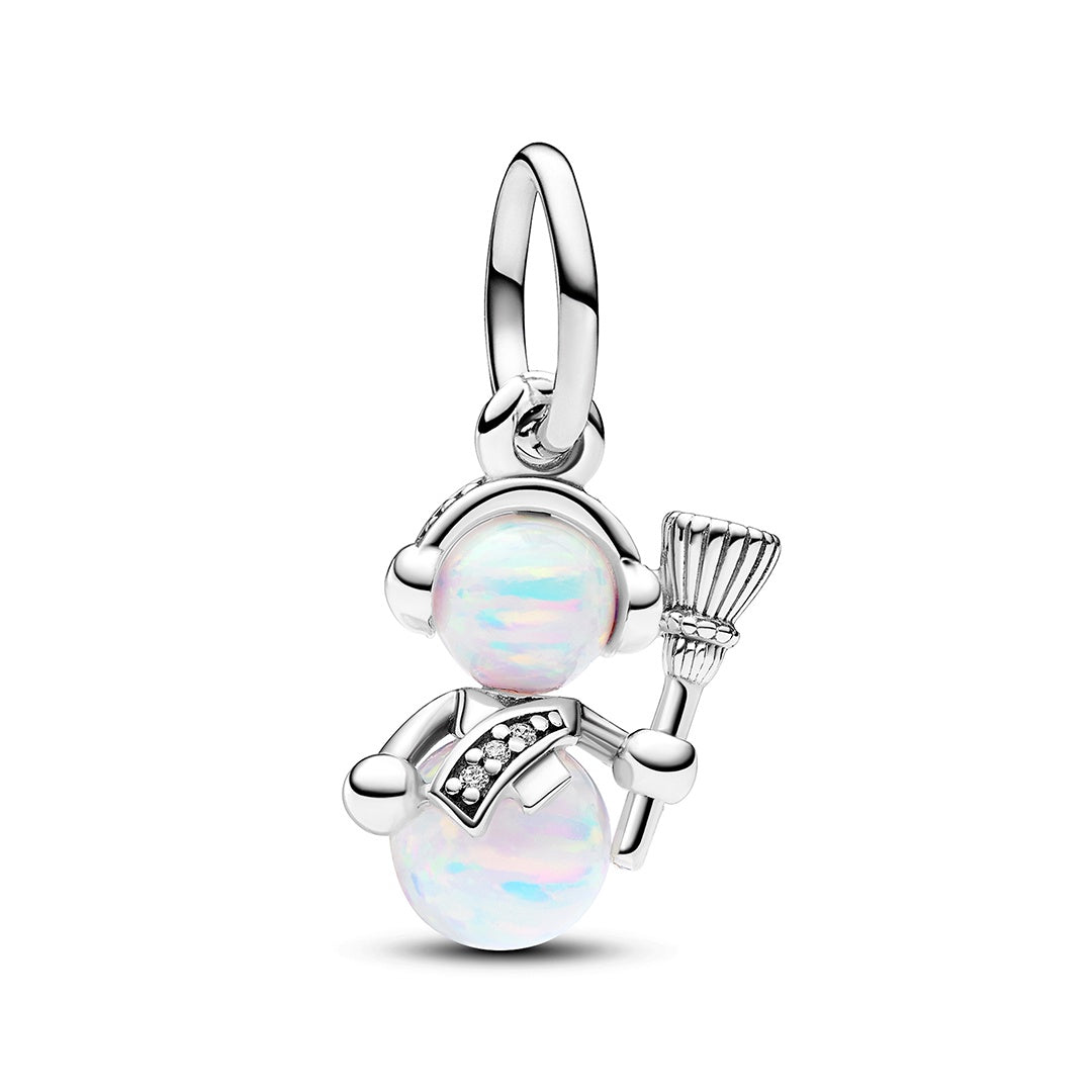 Opalescent Snowman Dangle Charm – Elegant Gift Jewelry Set