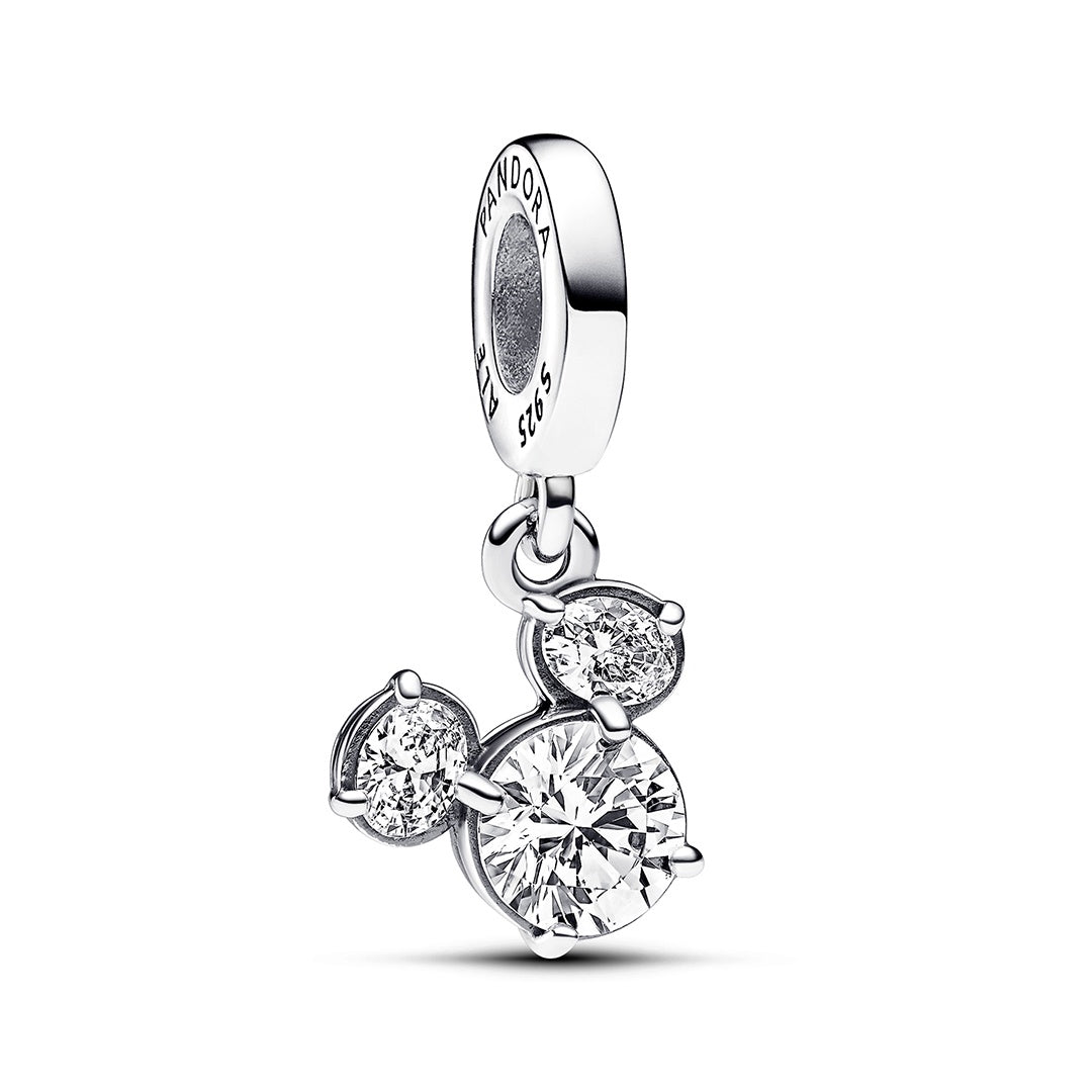 Disney Mickey Mouse Sparkling Head Silhouette Dangle Charm – Elegant Gift Jewelry Set