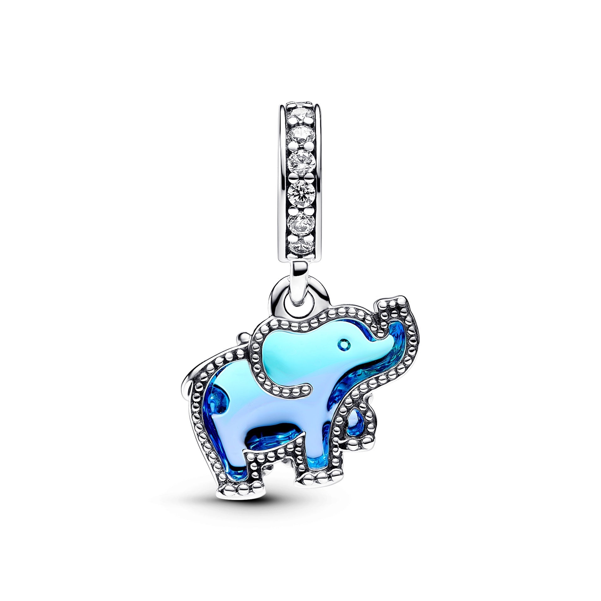 Pandora Blue Murano Glass Elephant Dangle Charm – Elegant Gift Jewelry Set