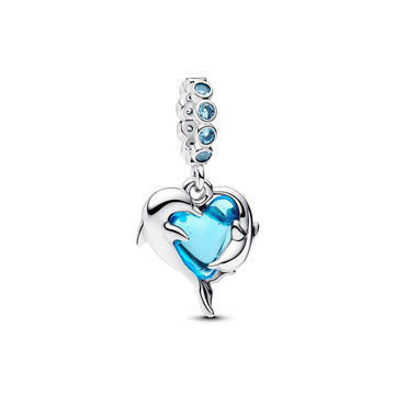 Pandora Blue Murano Glass Dolphins Dangle Charm – Elegant Gift Jewelry Set