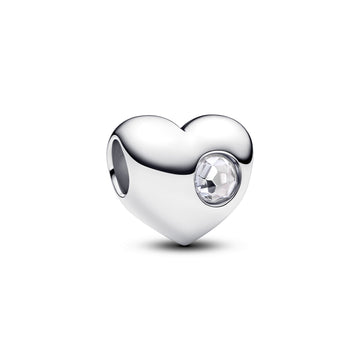 Pandora Engravable Clear Stone Heart Charm – Elegant Gift Jewelry Set