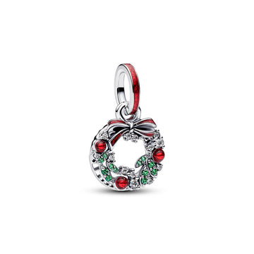 Pandora Holiday Wreath Double Dangle Charm – Elegant Gift Jewelry Set