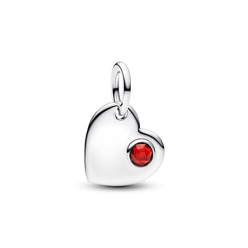 Pandora Engravable Heart Red Stone Dangle Charm – Elegant Gift Jewelry Set