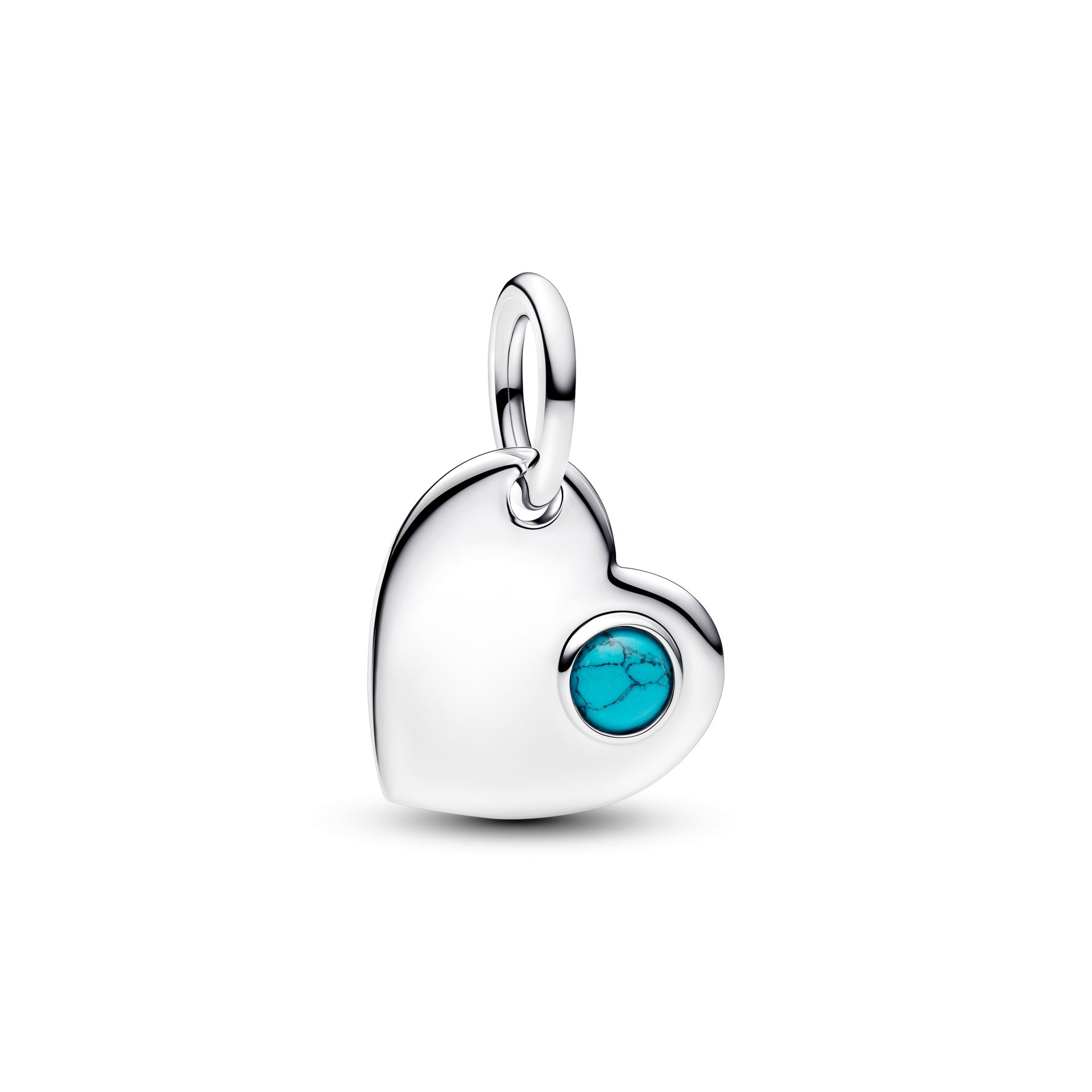 Pandora Engravable Heart Turquoise Blue Stone Dangle Charm – Elegant Gift Jewelry Set