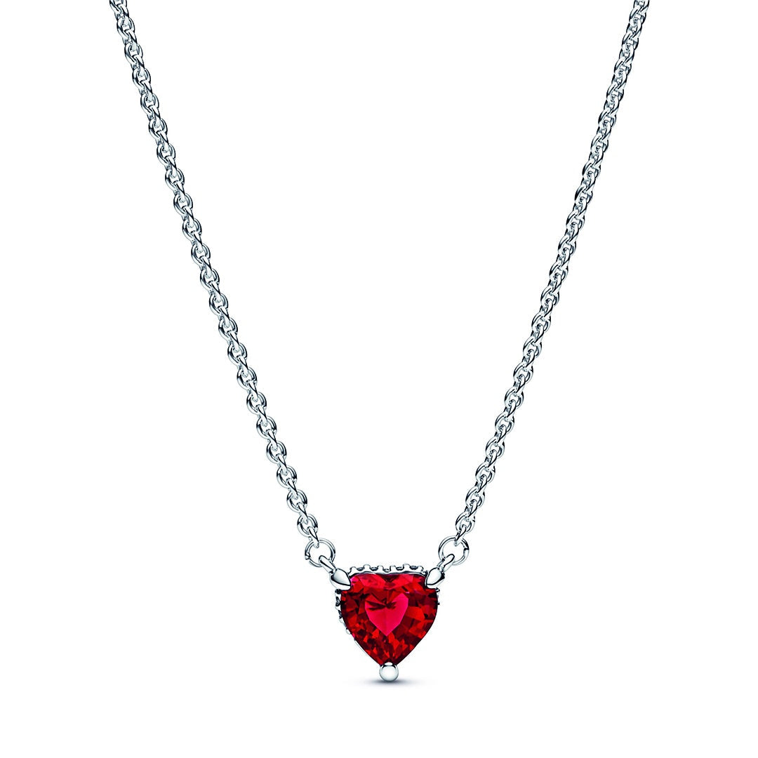 Sparkling Heart Halo Pendant Collier Necklace – Elegant Gift Jewelry Set