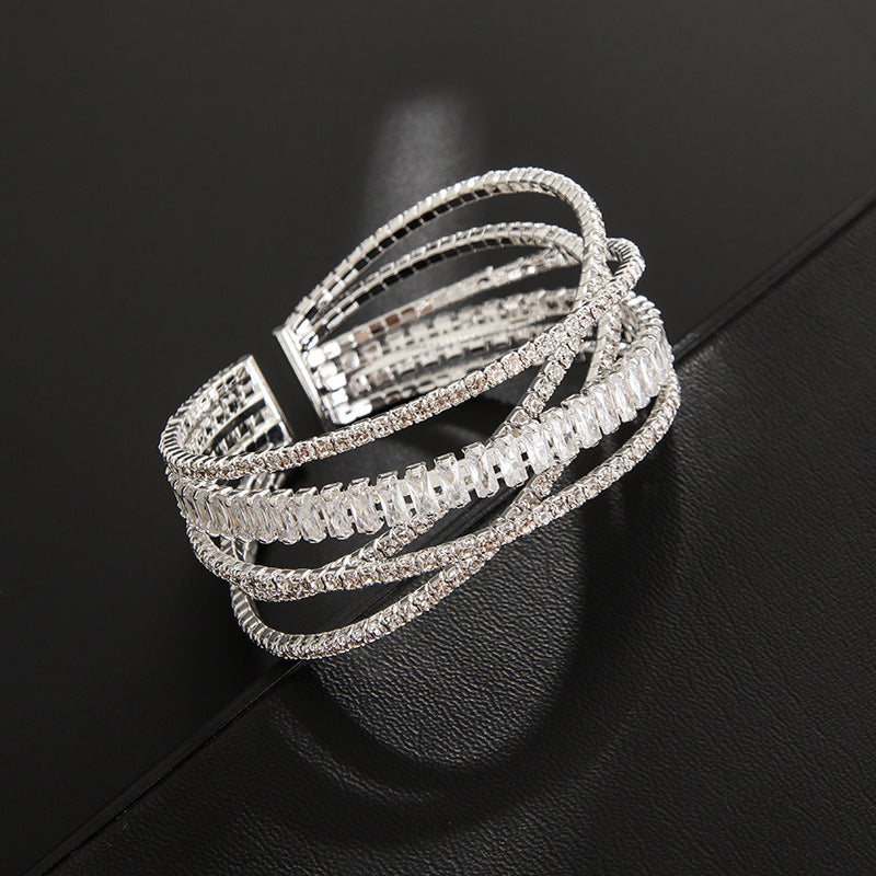 Six-row Cross Rhinestone Zircon Personalized Bracelet