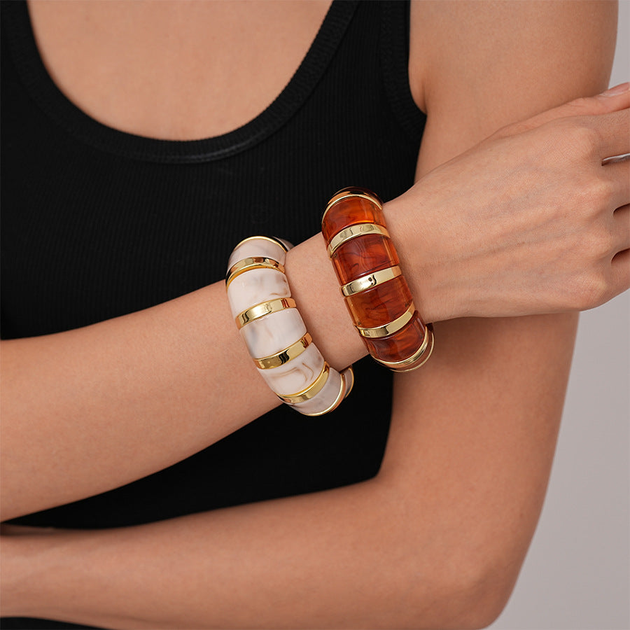 European And American Retro Blooming Acrylic Elastic Bracelet