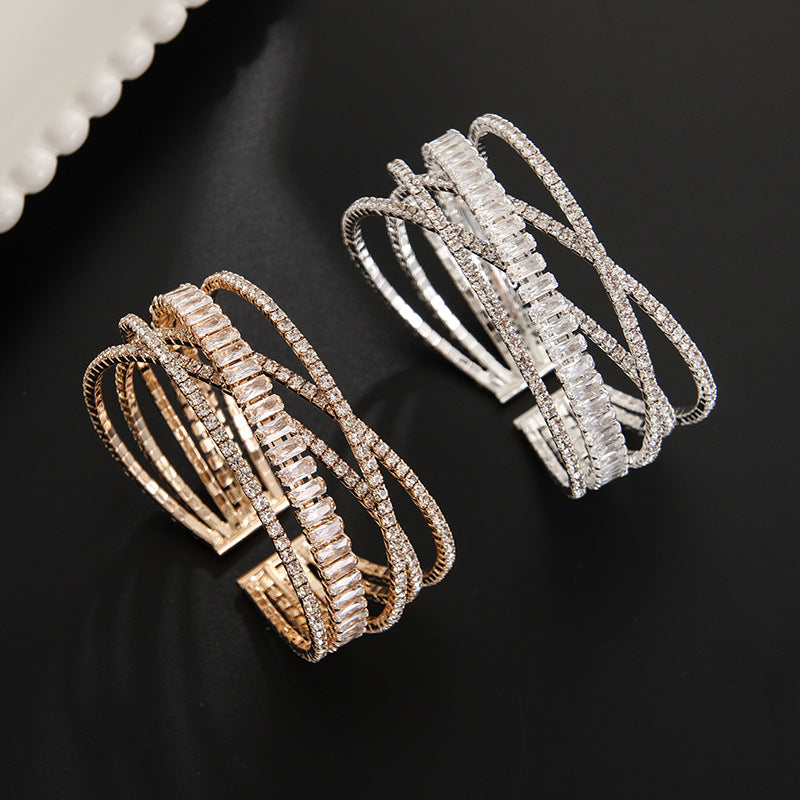 Six-row Cross Rhinestone Zircon Personalized Bracelet