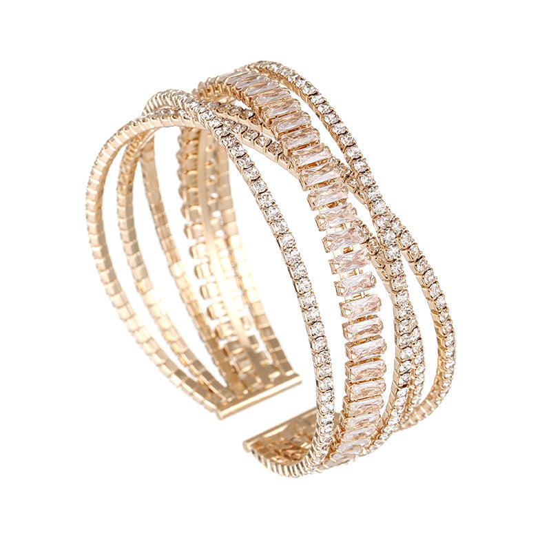 Six-row Cross Rhinestone Zircon Personalized Bracelet