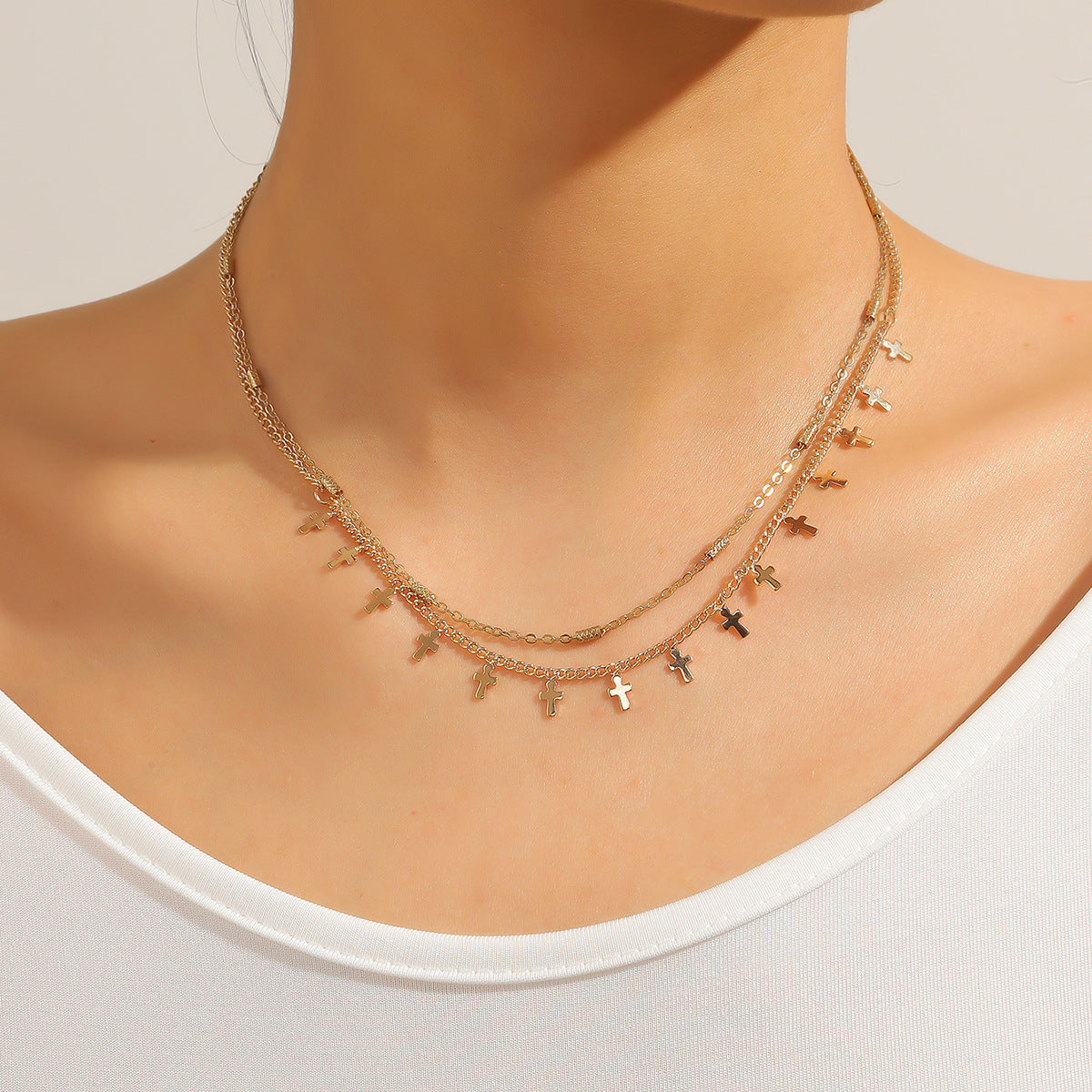 Metal Light Luxury High-grade Sense Necklace And Earrings Suite