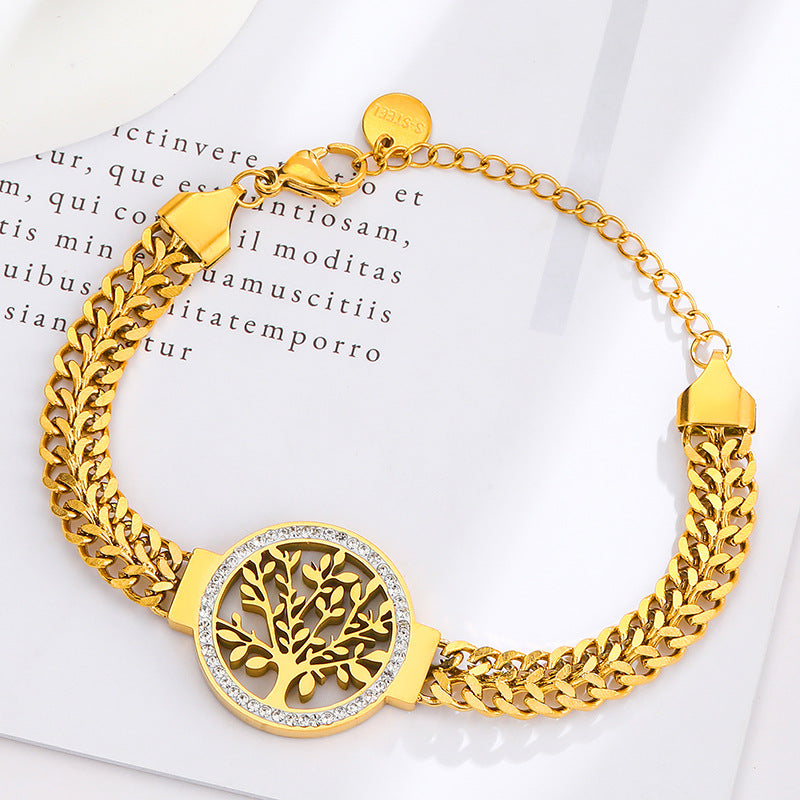 Lucky Tree Stainless Steel Color Retention Fashion European And American Style Popular Bracelet