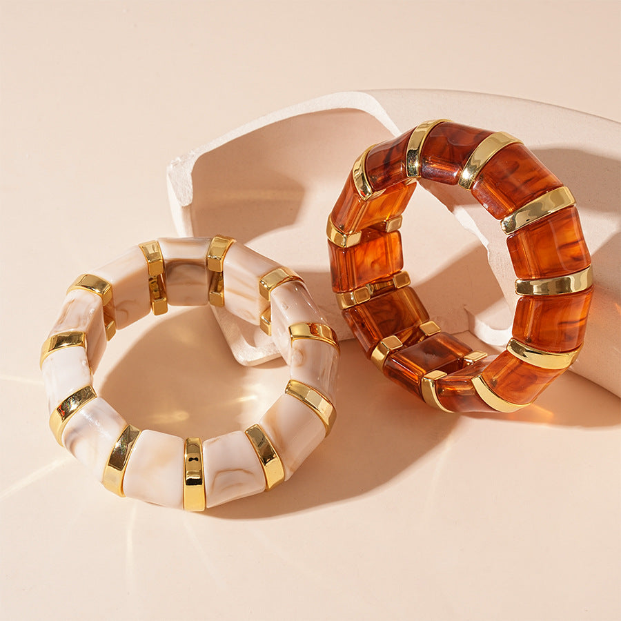 European And American Retro Blooming Acrylic Elastic Bracelet