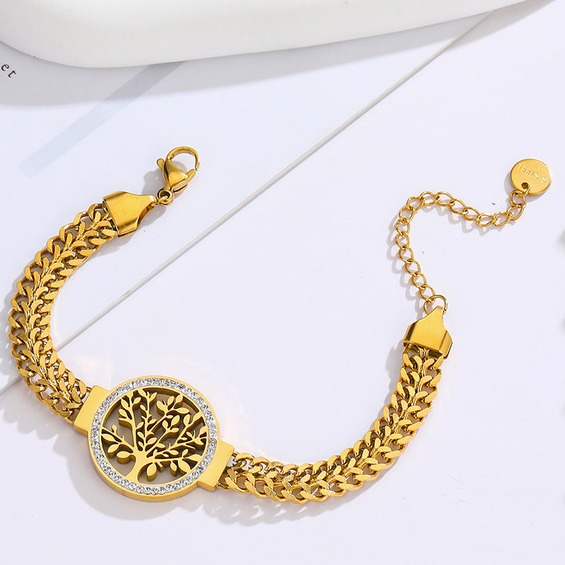 Lucky Tree Stainless Steel Color Retention Fashion European And American Style Popular Bracelet